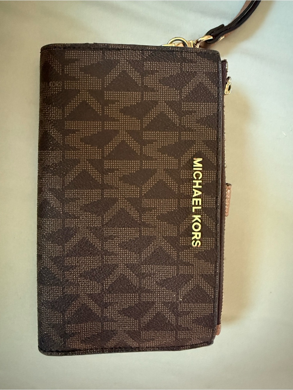 Michael Kors Dark Brown Logo Zip-Around Wristlet Wallet